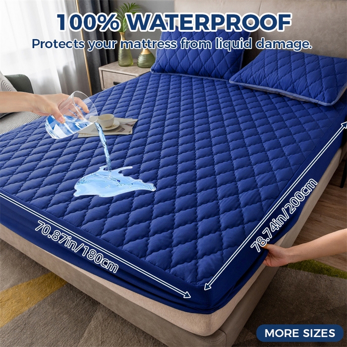 丝芙妮家居（原乐视家纺） 2025春夏新款外贸夹棉防水单床笠（50件起拿） 菱形-宝蓝