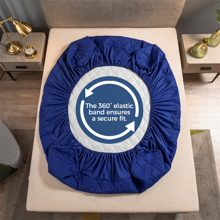 91家纺网 家纺一手货源 找家纺 丝芙妮家居（原乐视家纺） 2025春夏新款外贸夹棉防水单床笠（50件起拿） 菱形-宝蓝