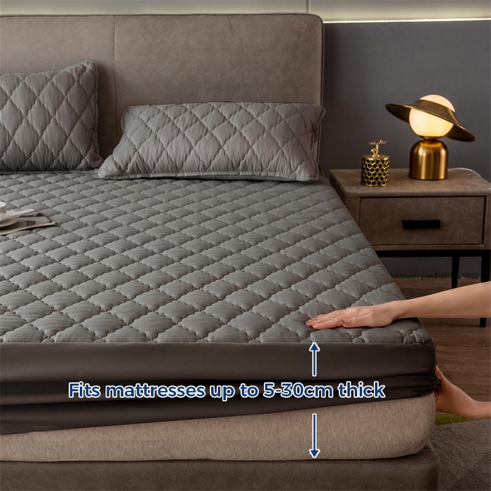 91家纺网 家纺一手货源 找家纺 丝芙妮家居（原乐视家纺） 2025春夏新款外贸夹棉防水单床笠（50件起拿） 菱形-灰