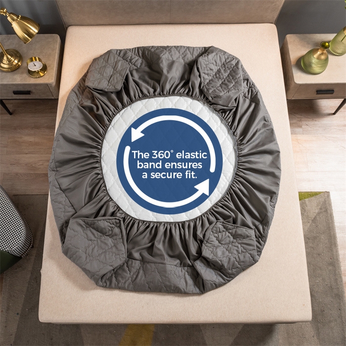 91家纺网 家纺一手货源 找家纺 丝芙妮家居（原乐视家纺） 2025春夏新款外贸夹棉防水单床笠（50件起拿） 菱形-灰