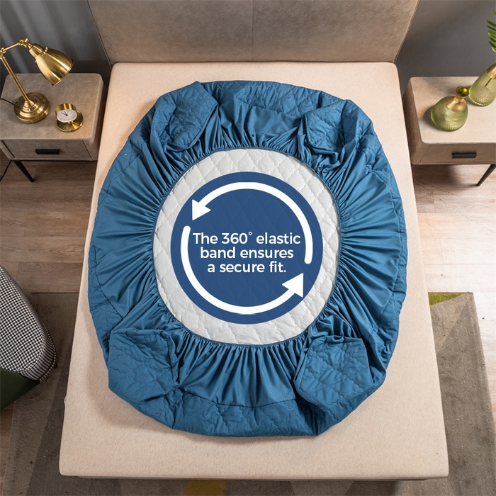 91家纺网 家纺一手货源 找家纺 丝芙妮家居（原乐视家纺） 2025春夏新款外贸夹棉防水单床笠（50件起拿） 菱形-蓝