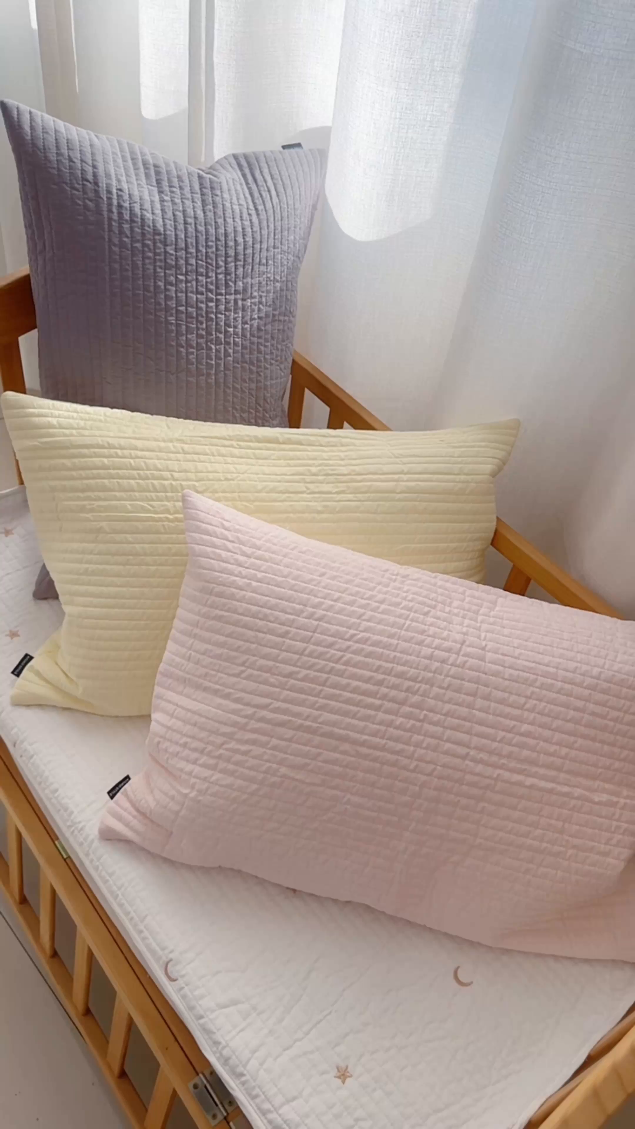 91家纺网 家纺一手货源 找家纺 （总）期遇家居 2025新款糖果色双面绗缝枕套（不含枕芯）双面可用