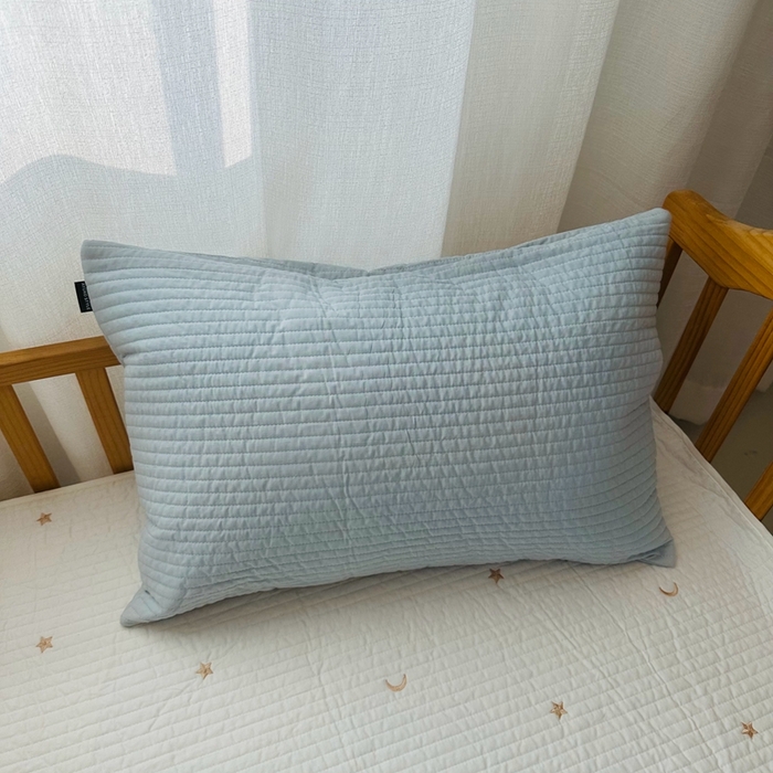 期遇家居 2025新款糖果色双面绗缝枕套（不含枕芯）双面可用 海盐蓝一只装