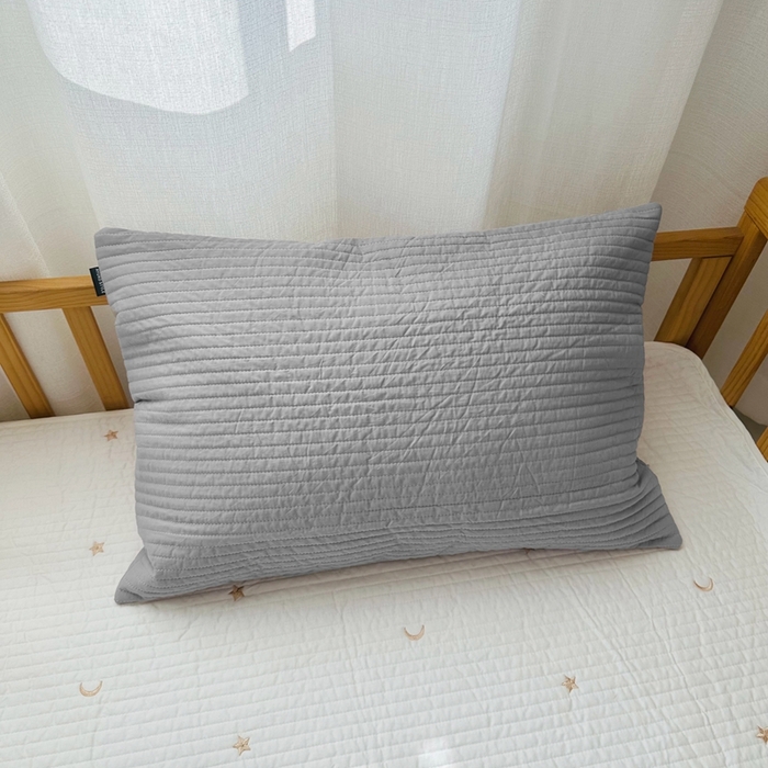 期遇家居 2025新款糖果色双面绗缝枕套（不含枕芯）双面可用 灰一只