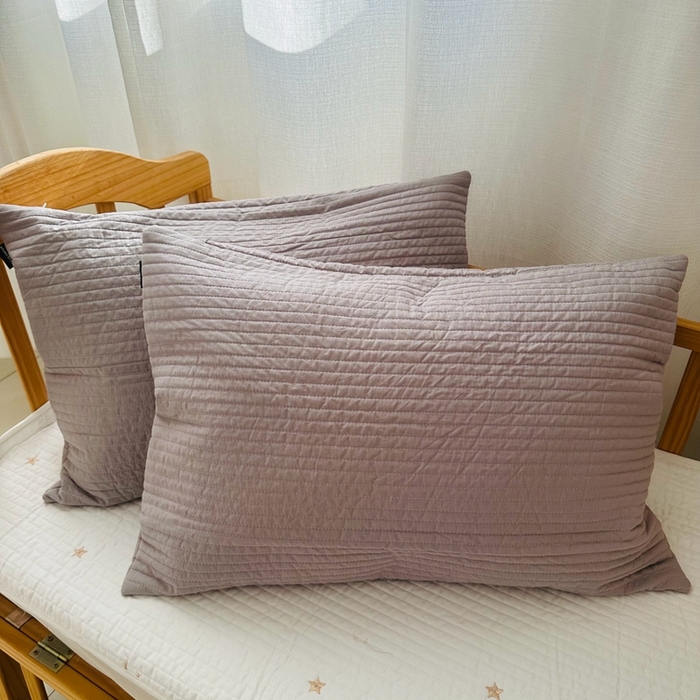 期遇家居 2025新款糖果色双面绗缝枕套（不含枕芯）双面可用 灰色一对