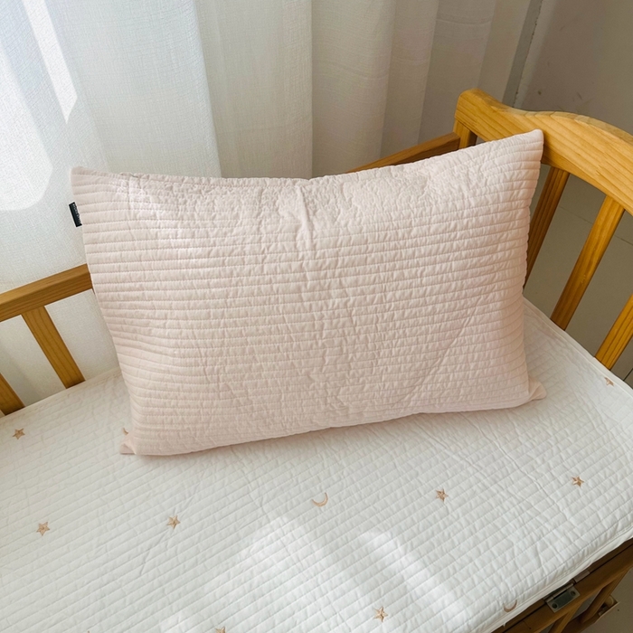 期遇家居 2025新款糖果色双面绗缝枕套（不含枕芯）双面可用 悠悠粉一只装