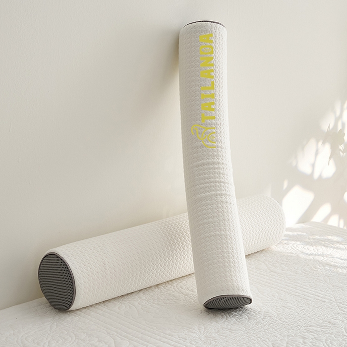 91家纺网 家纺一手货源 找家纺 鼎盛乳胶 2025新款针织圆柱乳胶枕 枕头枕芯 针织乳胶圆柱枕-白色 50x10cm/只