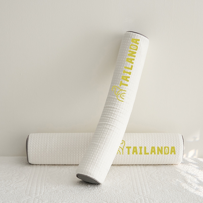 91家纺网 家纺一手货源 找家纺 鼎盛乳胶 2025新款针织圆柱乳胶枕 枕头枕芯 针织乳胶圆柱枕-白色 50x10cm/只