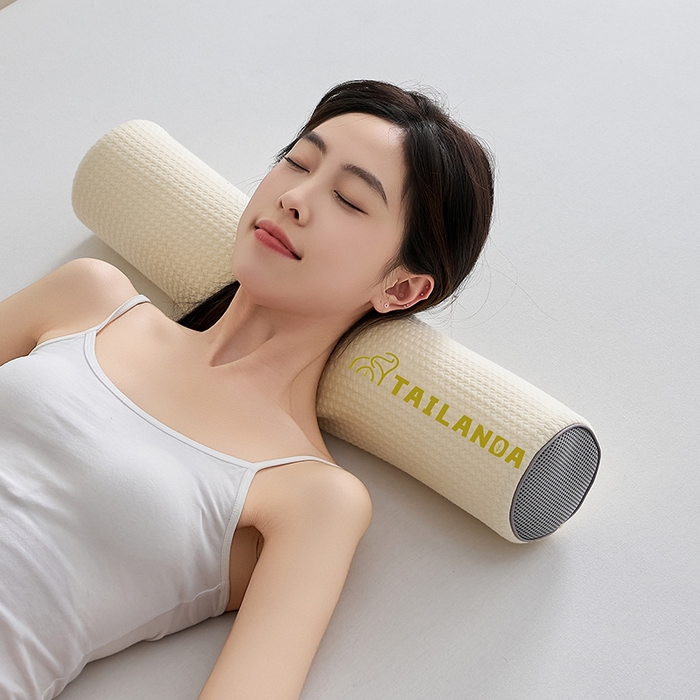 91家纺网 家纺一手货源 找家纺 鼎盛乳胶 2025新款针织圆柱乳胶枕 枕头枕芯 针织乳胶圆柱枕-黄色 50x10cm/只