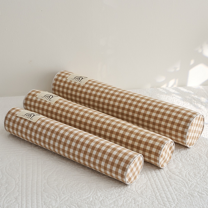 91家纺网 家纺一手货源 找家纺 鼎盛乳胶 2025新款水洗棉圆柱乳胶枕 枕头枕芯 水洗棉乳胶圆柱枕-咖色 50x10cm/只