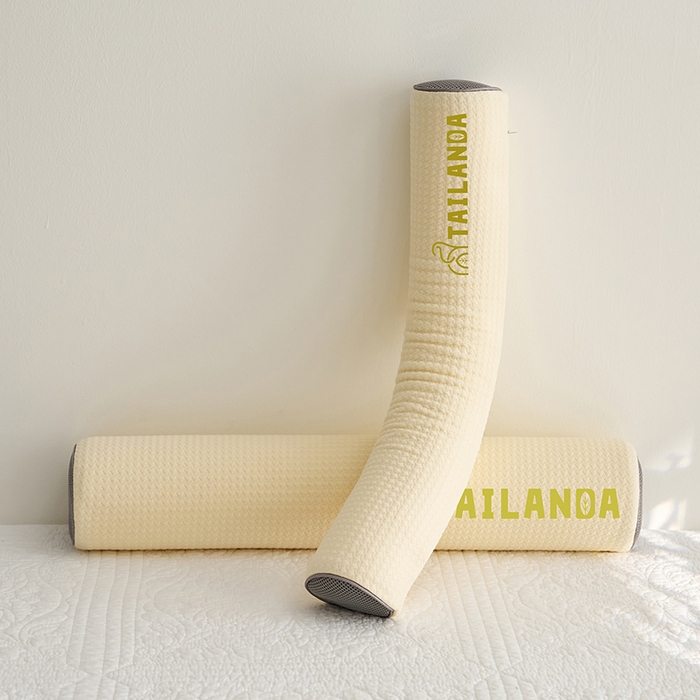 91家纺网 家纺一手货源 找家纺 鼎盛乳胶 2025新款针织圆柱乳胶枕 枕头枕芯 针织乳胶圆柱枕-黄色 50x10cm/只