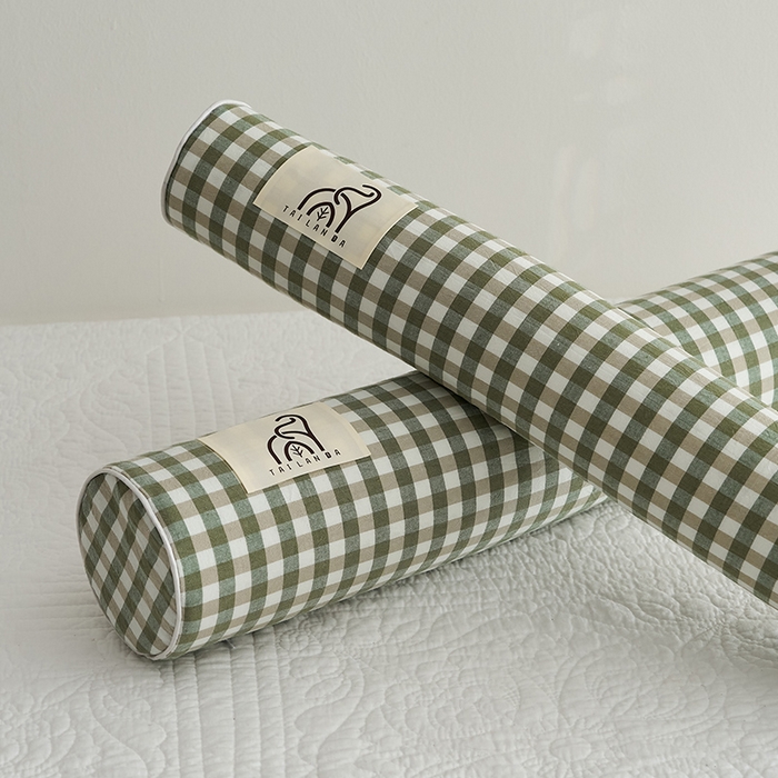 91家纺网 家纺一手货源 找家纺 鼎盛乳胶 2025新款水洗棉圆柱乳胶枕 枕头枕芯 水洗棉乳胶圆柱枕-绿色 50x10cm/只