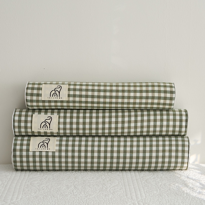 91家纺网 家纺一手货源 找家纺 鼎盛乳胶 2025新款水洗棉圆柱乳胶枕 枕头枕芯 水洗棉乳胶圆柱枕-绿色 50x10cm/只