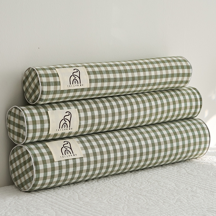 91家纺网 家纺一手货源 找家纺 鼎盛乳胶 2025新款水洗棉圆柱乳胶枕 枕头枕芯 水洗棉乳胶圆柱枕-绿色 50x10cm/只