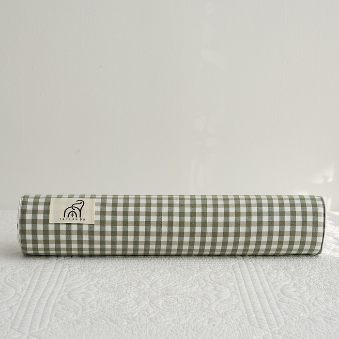 91家纺网 家纺一手货源 找家纺 鼎盛乳胶 2025新款水洗棉圆柱乳胶枕 枕头枕芯 水洗棉乳胶圆柱枕-绿色 50x10cm/只