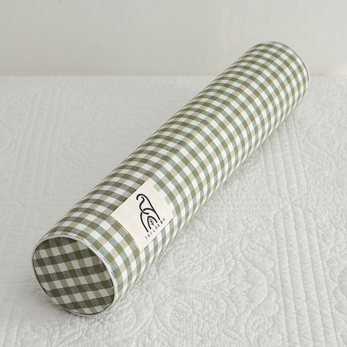 91家纺网 家纺一手货源 找家纺 鼎盛乳胶 2025新款水洗棉圆柱乳胶枕 枕头枕芯 水洗棉乳胶圆柱枕-绿色 50x10cm/只