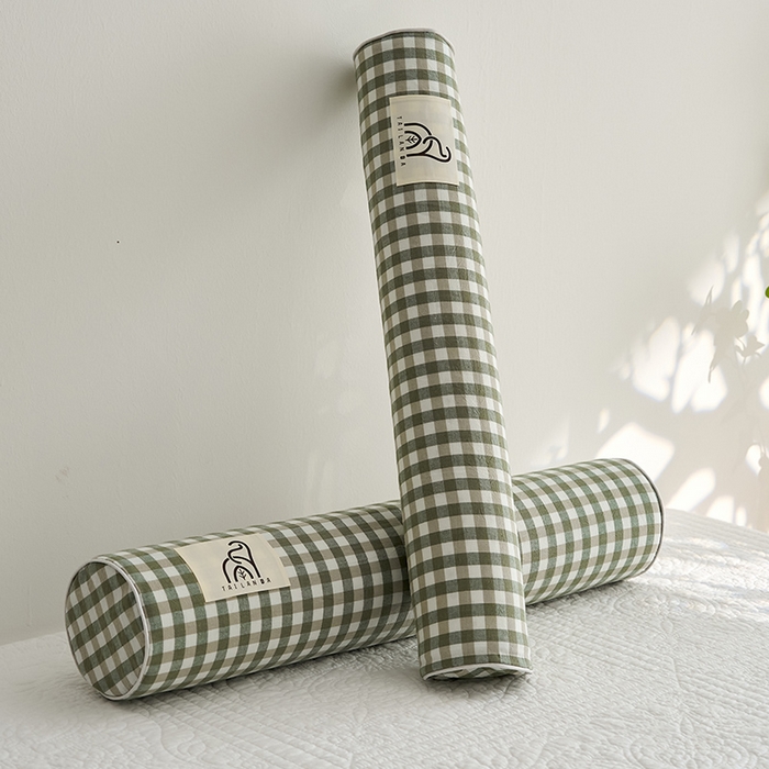 91家纺网 家纺一手货源 找家纺 鼎盛乳胶 2025新款水洗棉圆柱乳胶枕 枕头枕芯 水洗棉乳胶圆柱枕-绿色 50x10cm/只