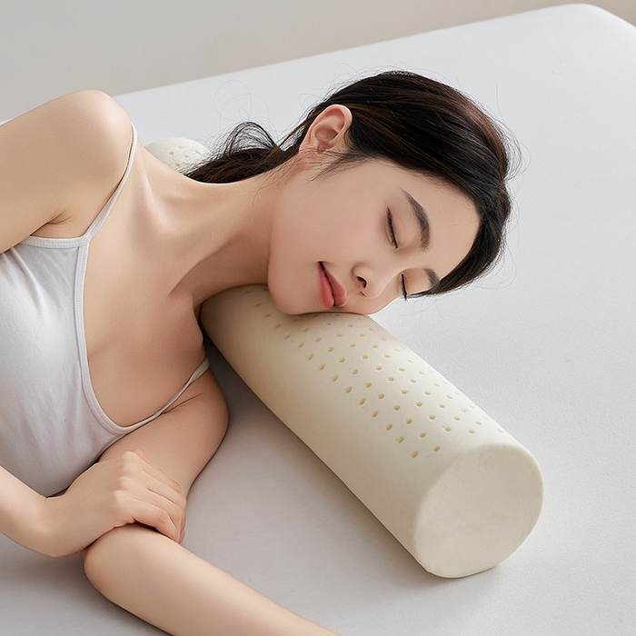 91家纺网 家纺一手货源 找家纺 鼎盛乳胶 2025新款针织圆柱乳胶枕 枕头枕芯 圆柱乳胶内芯图 50x10cm/只