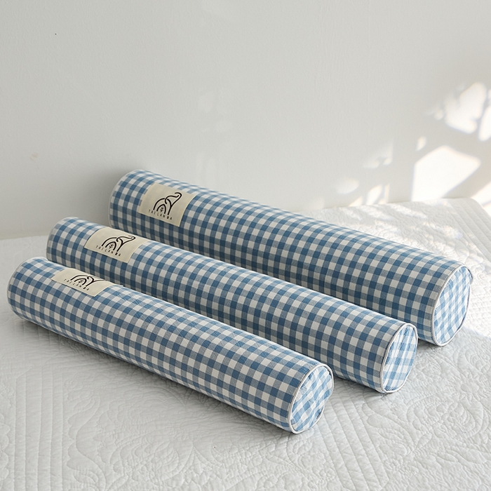 91家纺网 家纺一手货源 找家纺 鼎盛乳胶 2025新款水洗棉圆柱乳胶枕 枕头枕芯 水洗棉乳胶圆柱枕-浅蓝 50x10cm/只