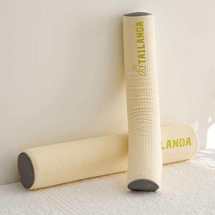 91家纺网 家纺一手货源 找家纺 鼎盛乳胶 2025新款针织圆柱乳胶枕 枕头枕芯 针织乳胶圆柱枕-黄色 60x10cm/只