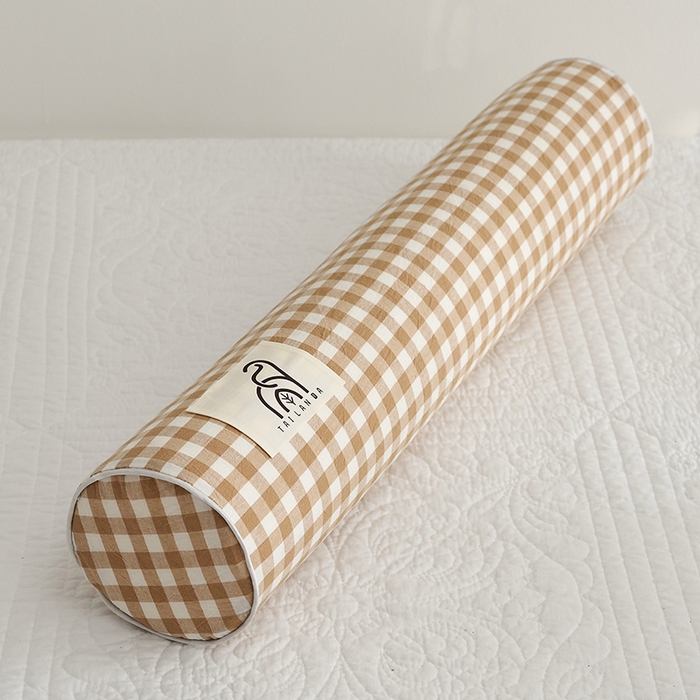 91家纺网 家纺一手货源 找家纺 鼎盛乳胶 2025新款水洗棉圆柱乳胶枕 枕头枕芯 水洗棉乳胶圆柱枕-咖色 60x10cm/只