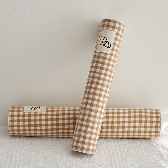 91家纺网 家纺一手货源 找家纺 鼎盛乳胶 2025新款水洗棉圆柱乳胶枕 枕头枕芯 水洗棉乳胶圆柱枕-咖色 60x10cm/只