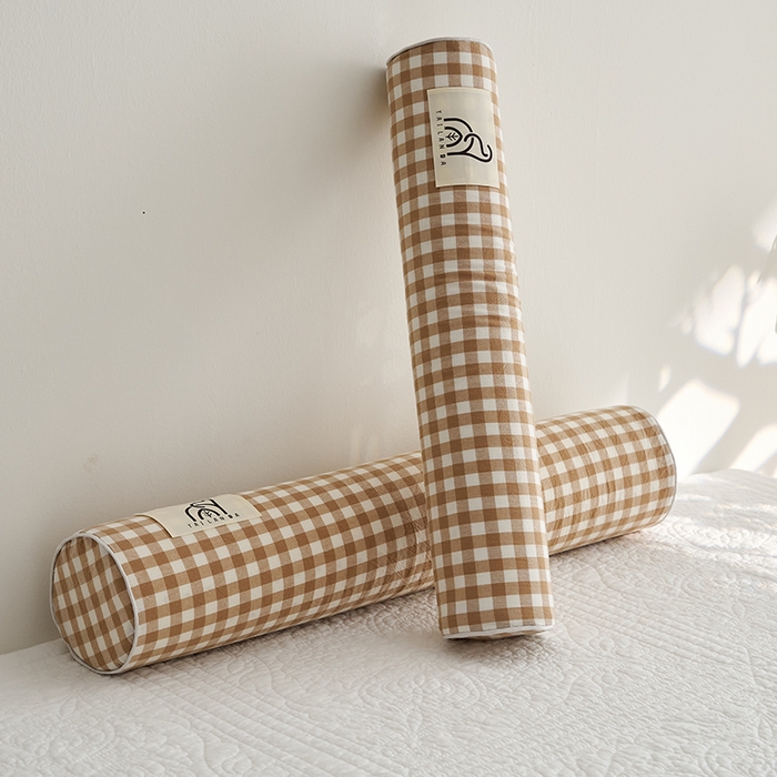 91家纺网 家纺一手货源 找家纺 鼎盛乳胶 2025新款水洗棉圆柱乳胶枕 枕头枕芯 水洗棉乳胶圆柱枕-咖色 60x10cm/只