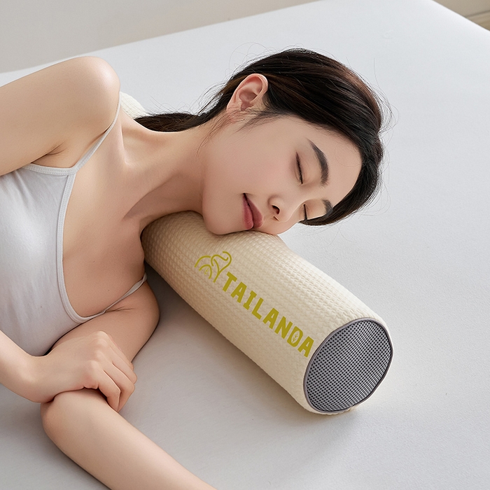 91家纺网 家纺一手货源 找家纺 鼎盛乳胶 2025新款针织圆柱乳胶枕 枕头枕芯 针织乳胶圆柱枕-黄色 60x10cm/只