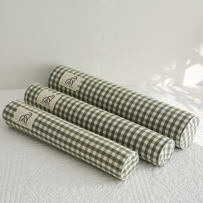 91家纺网 家纺一手货源 找家纺 鼎盛乳胶 2025新款水洗棉圆柱乳胶枕 枕头枕芯 水洗棉乳胶圆柱枕-绿色 60x10cm/只