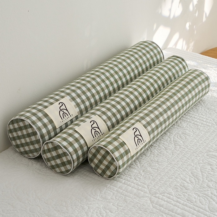 91家纺网 家纺一手货源 找家纺 鼎盛乳胶 2025新款水洗棉圆柱乳胶枕 枕头枕芯 水洗棉乳胶圆柱枕-绿色 60x10cm/只