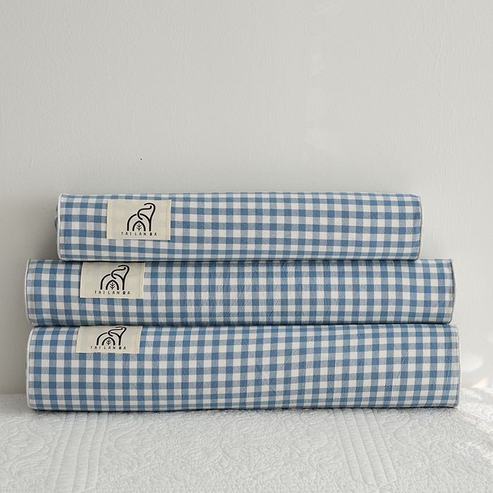 91家纺网 家纺一手货源 找家纺 鼎盛乳胶 2025新款水洗棉圆柱乳胶枕 枕头枕芯 水洗棉乳胶圆柱枕-浅蓝 60x10cm/只