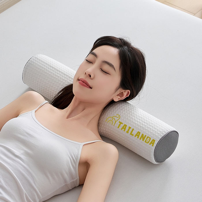 91家纺网 家纺一手货源 找家纺 鼎盛乳胶 2025新款针织圆柱乳胶枕 枕头枕芯 针织乳胶圆柱枕-白色 60x12cm/只