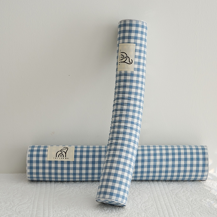 91家纺网 家纺一手货源 找家纺 鼎盛乳胶 2025新款水洗棉圆柱乳胶枕 枕头枕芯 水洗棉乳胶圆柱枕-浅蓝 60x10cm/只