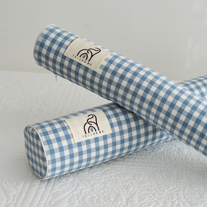 91家纺网 家纺一手货源 找家纺 鼎盛乳胶 2025新款水洗棉圆柱乳胶枕 枕头枕芯 水洗棉乳胶圆柱枕-浅蓝 60x10cm/只