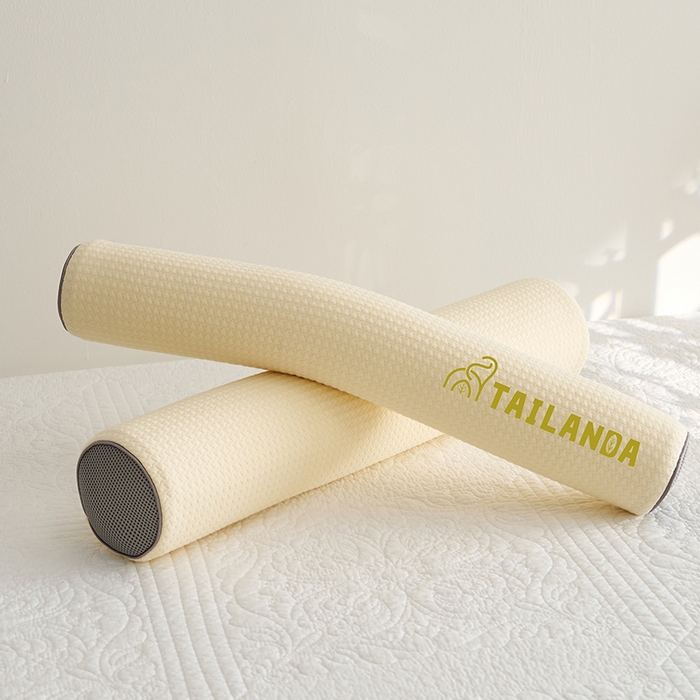 鼎盛乳胶 2025新款针织圆柱乳胶枕 枕头枕芯 针织乳胶圆柱枕-黄色 60x12cm/只