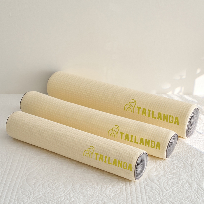 91家纺网 家纺一手货源 找家纺 鼎盛乳胶 2025新款针织圆柱乳胶枕 枕头枕芯 针织乳胶圆柱枕-黄色 60x12cm/只