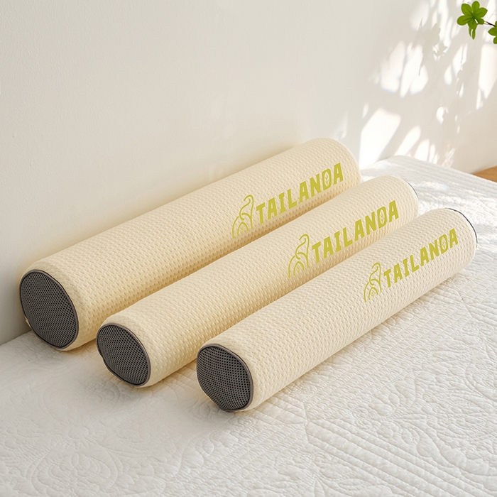 91家纺网 家纺一手货源 找家纺 鼎盛乳胶 2025新款针织圆柱乳胶枕 枕头枕芯 针织乳胶圆柱枕-黄色 60x12cm/只