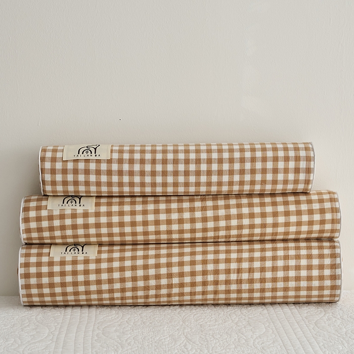 91家纺网 家纺一手货源 找家纺 鼎盛乳胶 2025新款水洗棉圆柱乳胶枕 枕头枕芯 水洗棉乳胶圆柱枕-咖色 60x12cm/只