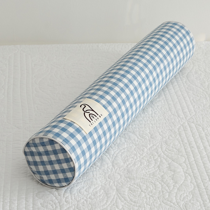 91家纺网 家纺一手货源 找家纺 鼎盛乳胶 2025新款水洗棉圆柱乳胶枕 枕头枕芯 水洗棉乳胶圆柱枕-浅蓝 60x12cm/只