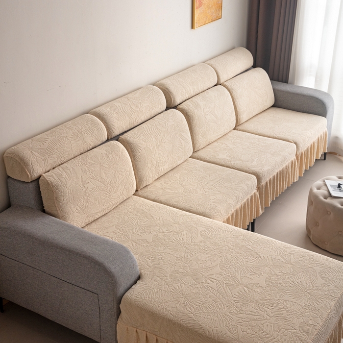 91家纺网 家纺一手货源 找家纺 千彤沙发垫2025新款裙边款-香山雨藤沙发笠 米黄