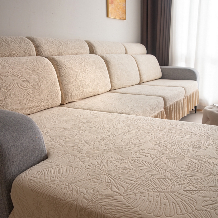 91家纺网 家纺一手货源 找家纺 千彤沙发垫2025新款裙边款-香山雨藤沙发笠 米黄