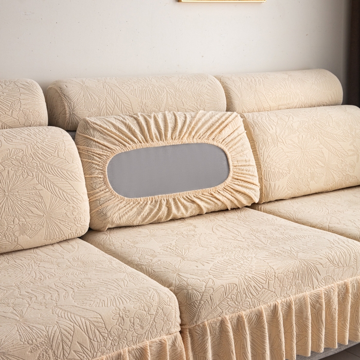 91家纺网 家纺一手货源 找家纺 千彤沙发垫2025新款裙边款-香山雨藤沙发笠 米黄