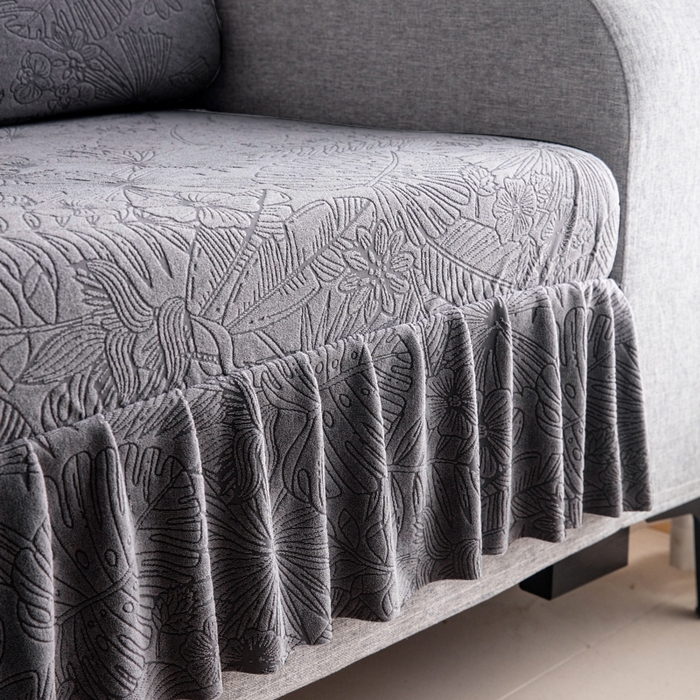 91家纺网 家纺一手货源 找家纺 千彤沙发垫2025新款裙边款-香山雨藤沙发笠 深灰