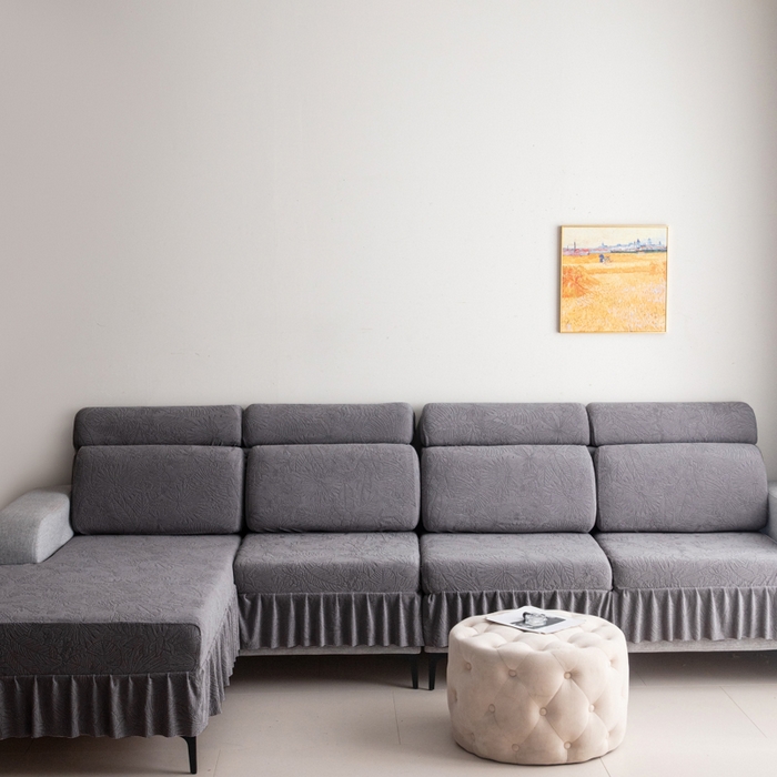 91家纺网 家纺一手货源 找家纺 千彤沙发垫2025新款裙边款-香山雨藤沙发笠 深灰