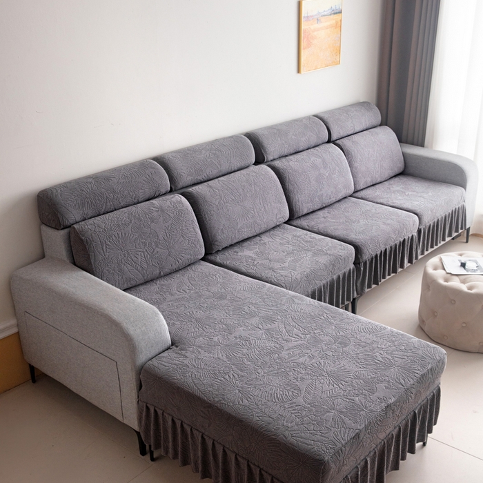 91家纺网 家纺一手货源 找家纺 千彤沙发垫2025新款裙边款-香山雨藤沙发笠 深灰