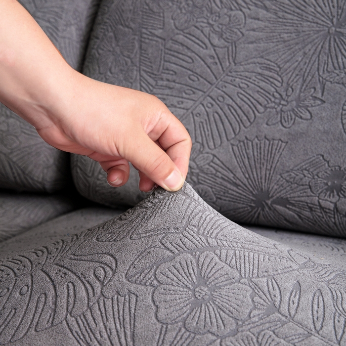 91家纺网 家纺一手货源 找家纺 千彤沙发垫2025新款裙边款-香山雨藤沙发笠 深灰