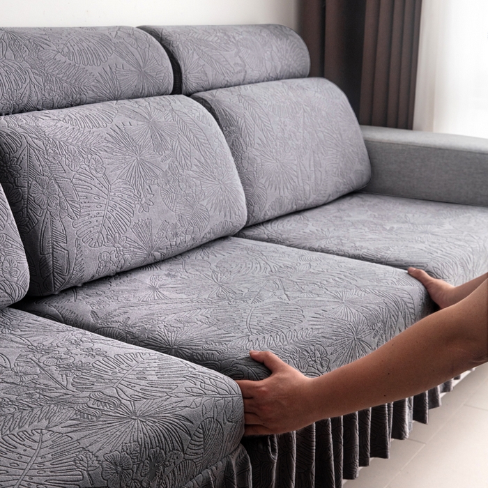 91家纺网 家纺一手货源 找家纺 千彤沙发垫2025新款裙边款-香山雨藤沙发笠 深灰