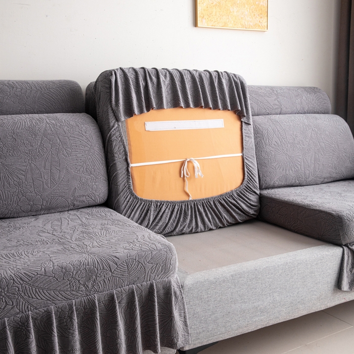 91家纺网 家纺一手货源 找家纺 千彤沙发垫2025新款裙边款-香山雨藤沙发笠 深灰