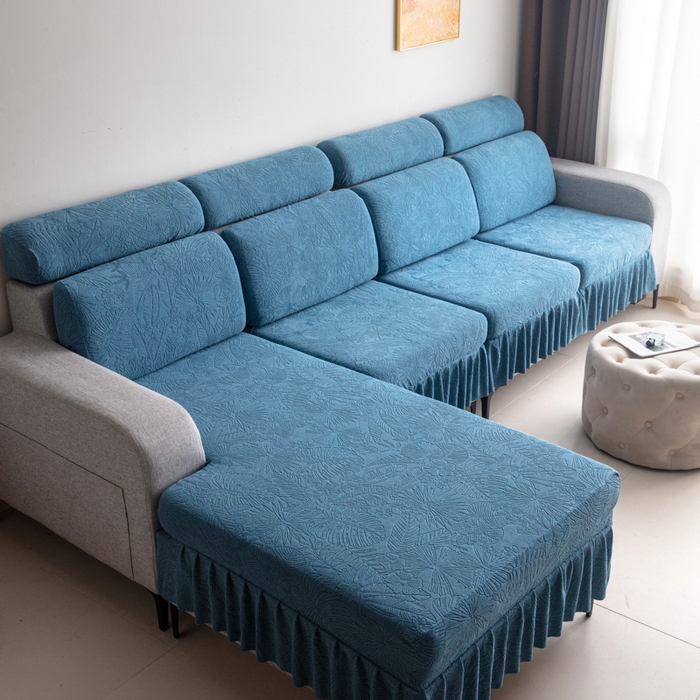91家纺网 家纺一手货源 找家纺 千彤沙发垫2025新款裙边款-香山雨藤沙发笠 水蓝