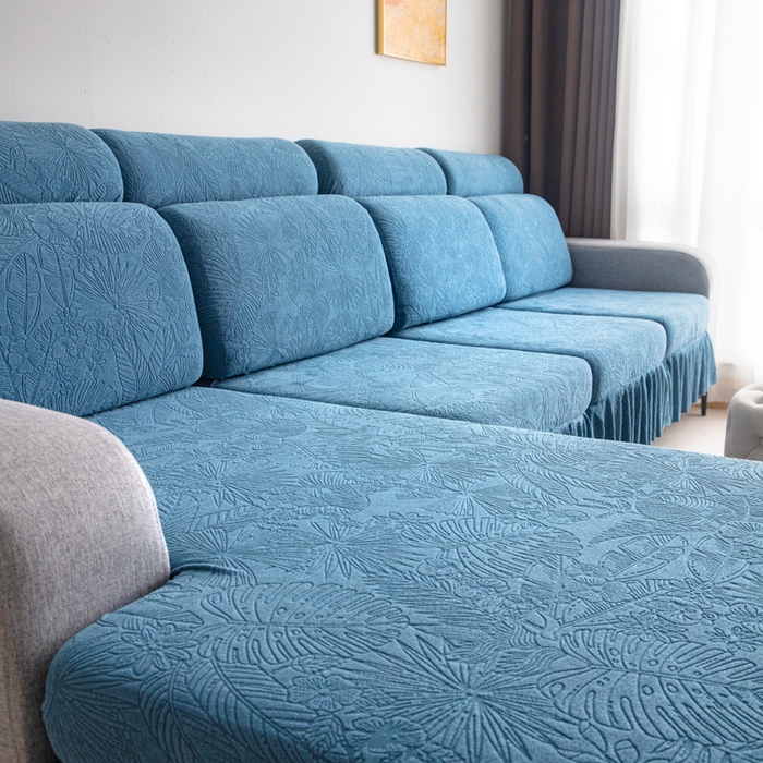 91家纺网 家纺一手货源 找家纺 千彤沙发垫2025新款裙边款-香山雨藤沙发笠 水蓝